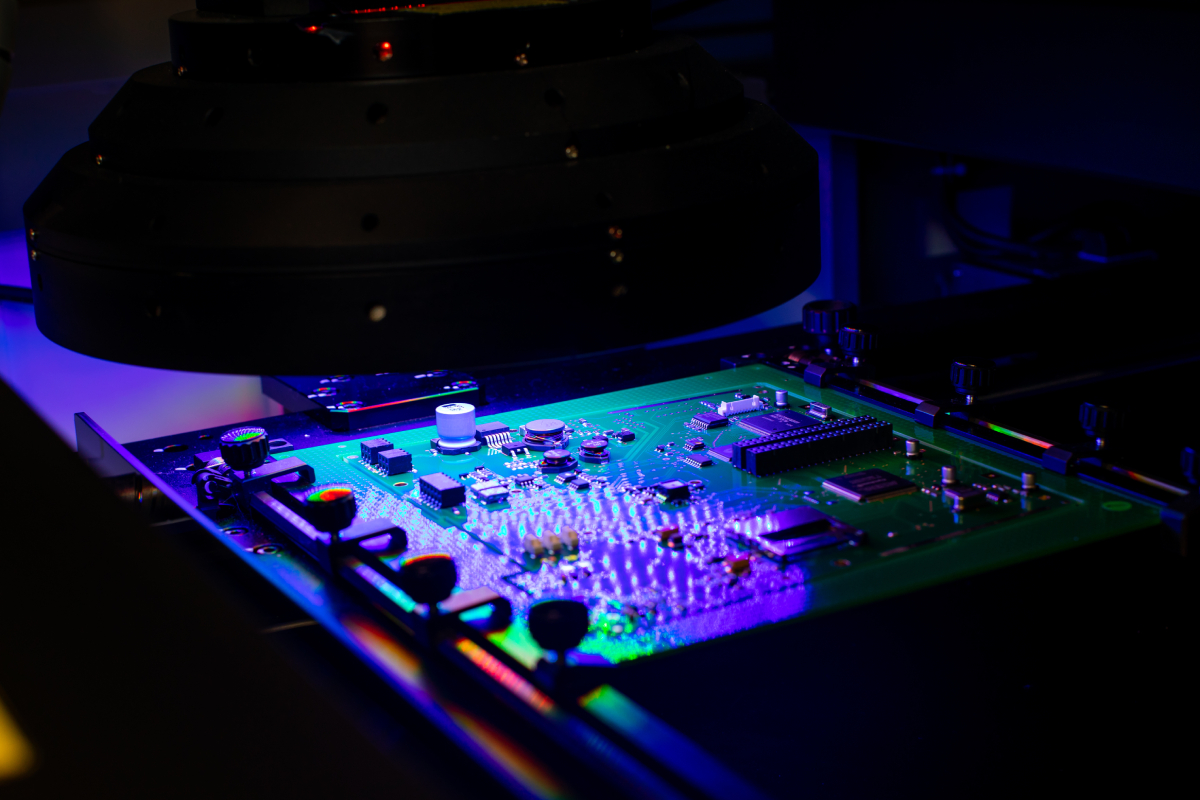 Image shows Automated Optical Inspection being used to check assemblies against defined criteria